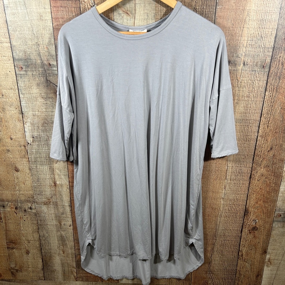 Pure Fiber Bamboo Rayon Tunic Top Medium Gray High Low Oversized Soft Lounge
